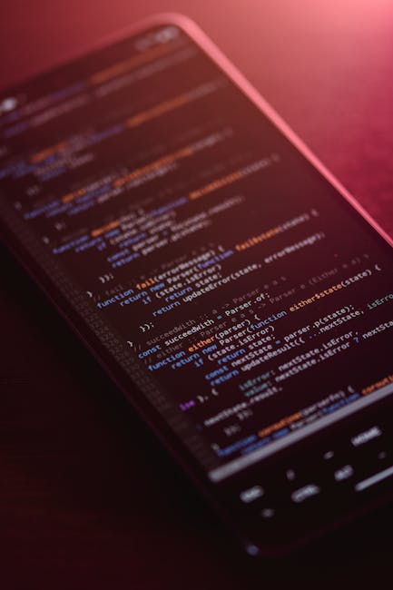 Close-up view of a computer screen displaying HTML code with various tags and structure, illuminated against a dark background, emphasizing web development and technical content relevant to online cle